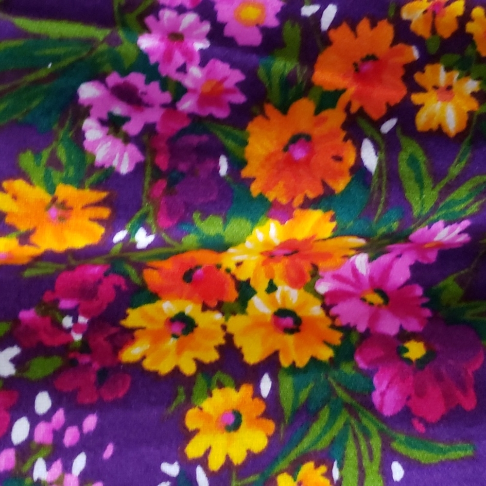 Vintage Floral Maxi Dress. Pink. Purple. Yellow. OOAK. 70s. Flower Power. - Picture 5 of 15
